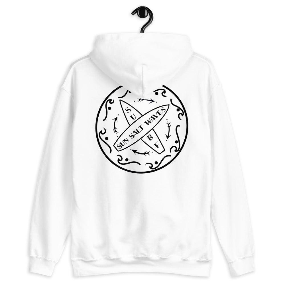 Surf School Hoodie from Sun Salt Waves Front and Back Print White