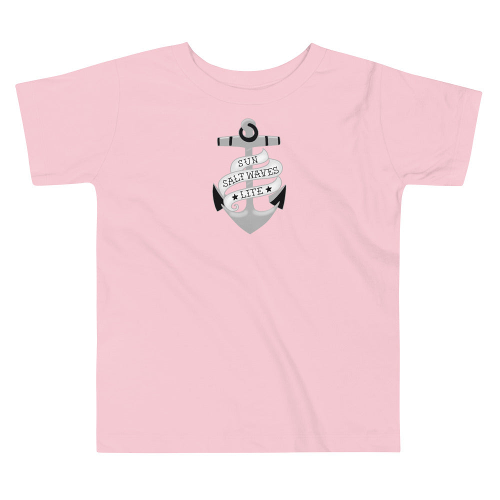 Sink or Swim Toddler Tee from Sun Salt Waves Vintage Nautical Anchor Pink