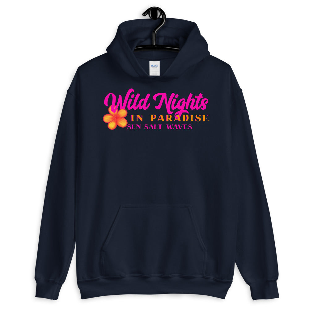 Wild Nights in Paradise Hoodie from Sun Salt Waves Pink and Orange Plumeria Navy