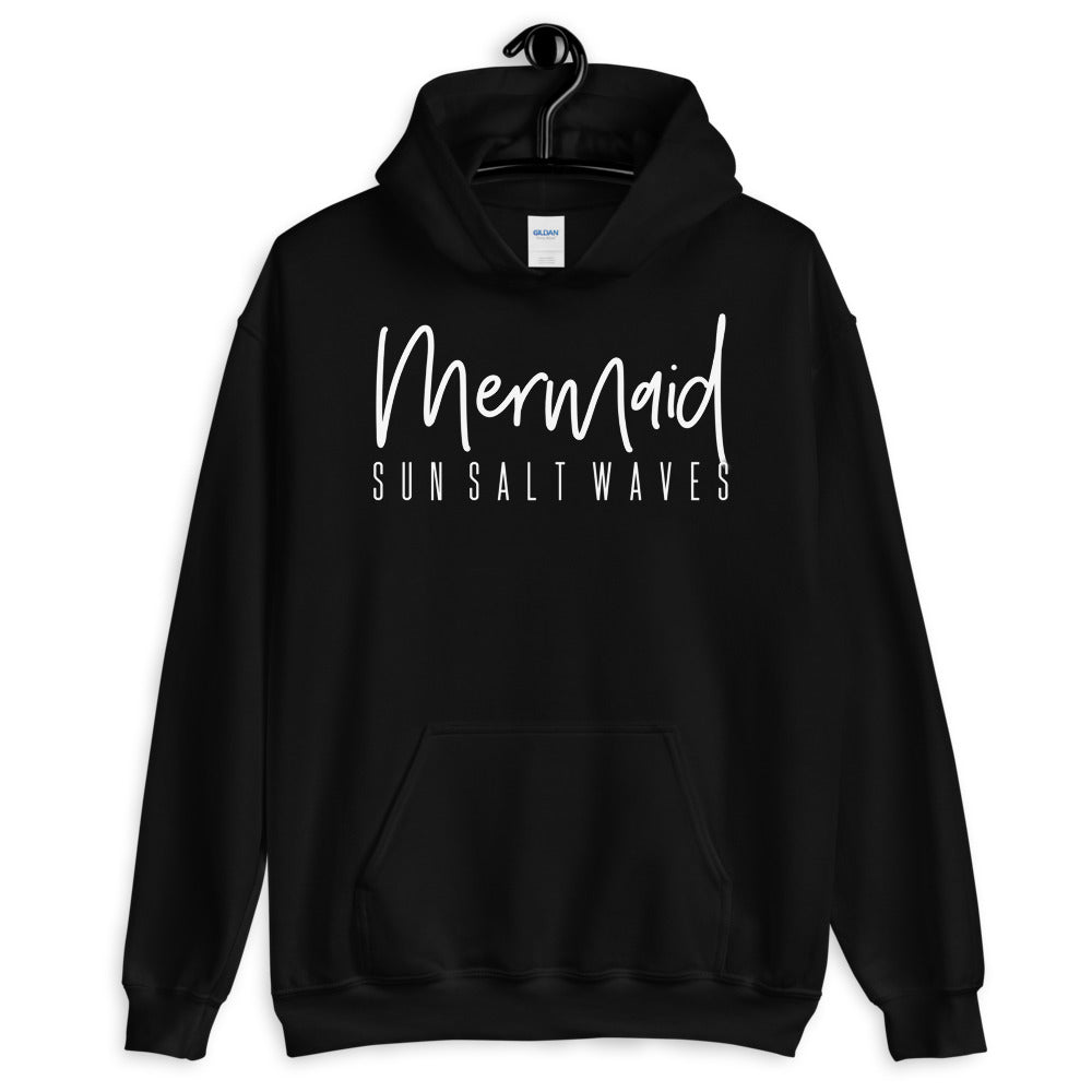 Sun Salt Waves Mermaid Black Hoodie Unisex Men’s Women’s Graphic