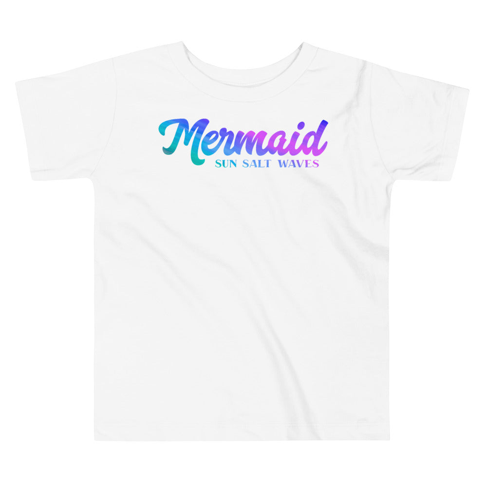 Mermaid Toddler Tee from Sun Salt Waves Rainbow Graphic White