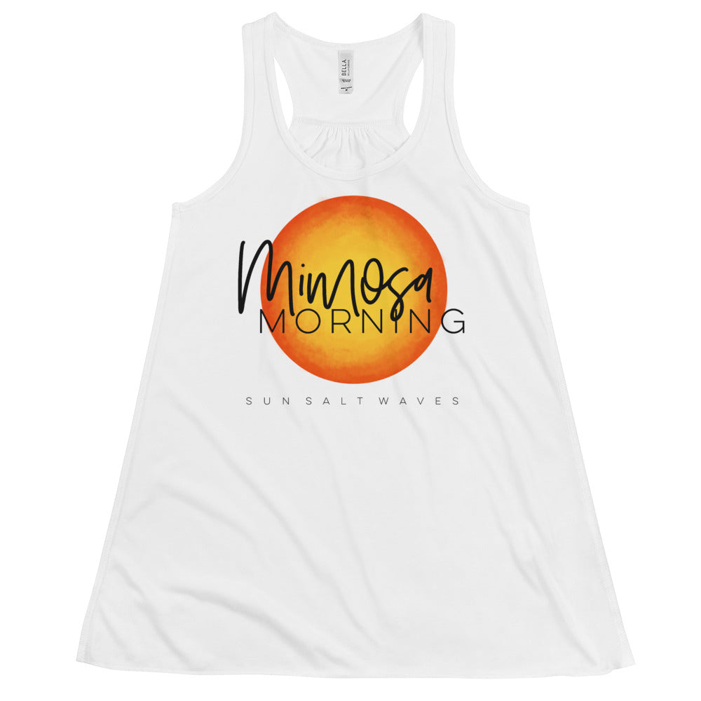 Mimosa Morning Flowy Racerback Tank Graphic Tank Sun in Background Women’s Junior’s Sun Salt Waves White