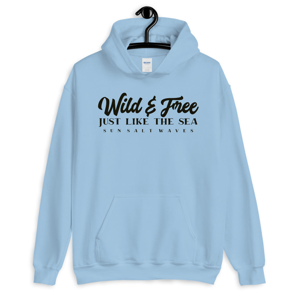 Sun Salt Waves Wild and Free Just Like the Sea Light Blue Hoodie Unisex Men's Women's Graphic