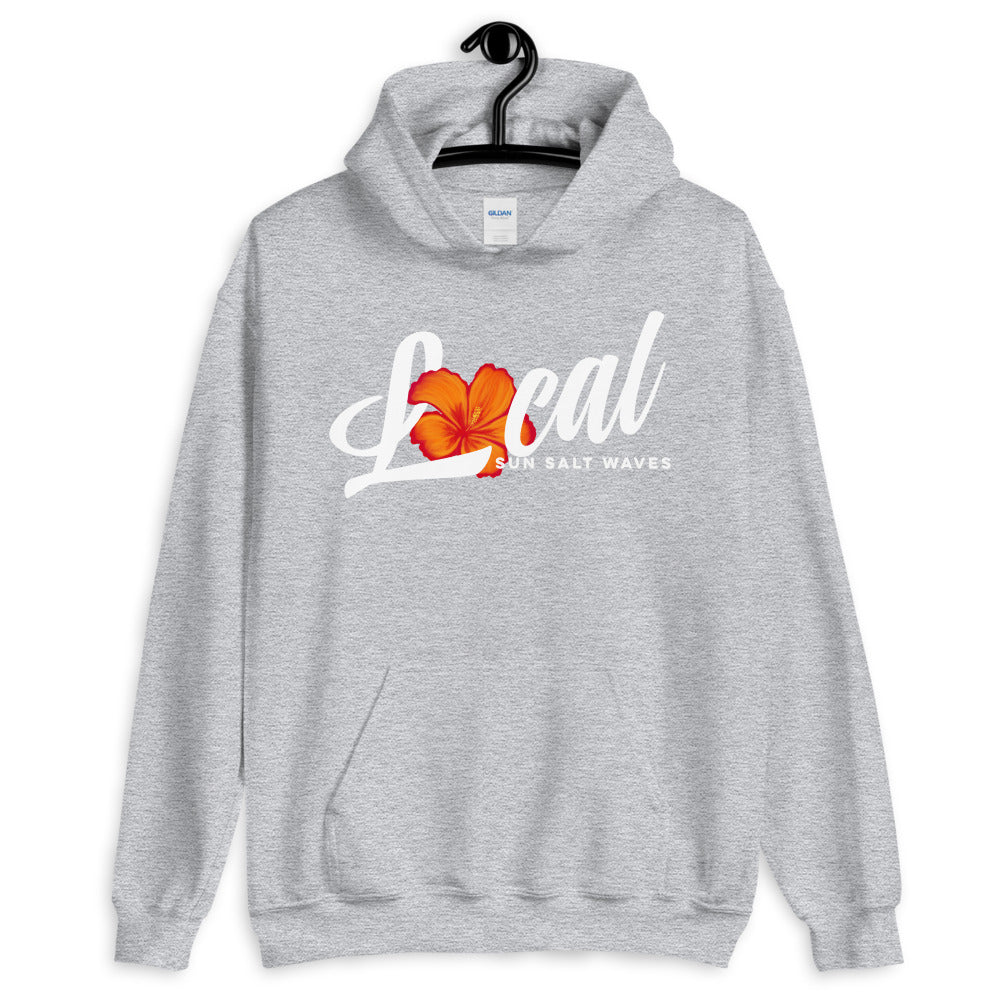 Sun Salt Waves Orange Hibiscus ‘Local’ Sport Grey Hoodie Unisex Men’s Women’s Graphic
