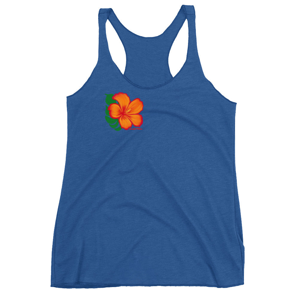 Hibiscus Racerback Tank Orange Hibiscus Graphic Tank Women’s Junior’s Sun Salt Waves Blue