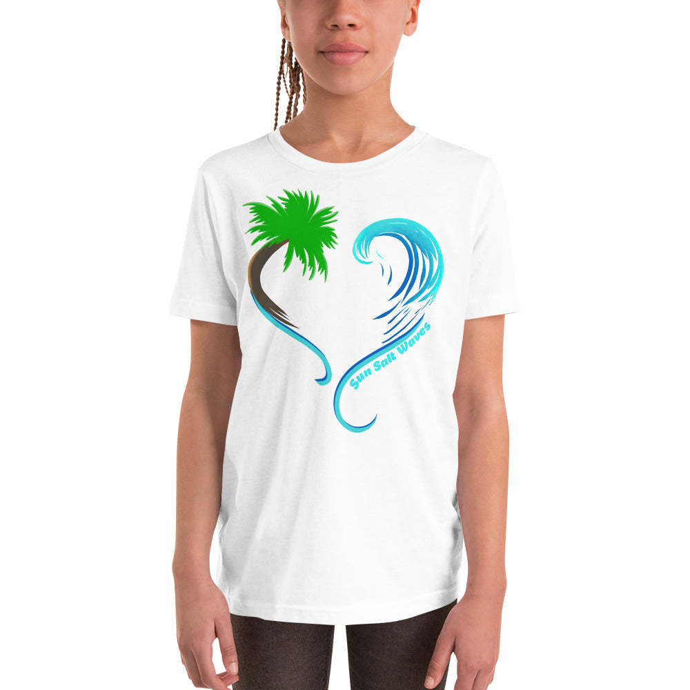 Rising Tides Youth Tee from Sun Salt Waves our hand designed, heart shaped palm and wave design