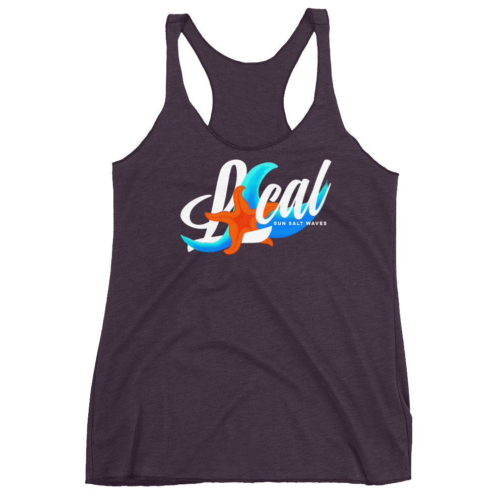 Sea Life ‘Local’ Racerback Tank Starfish Multicolored Wave Women Junior Deep Purple