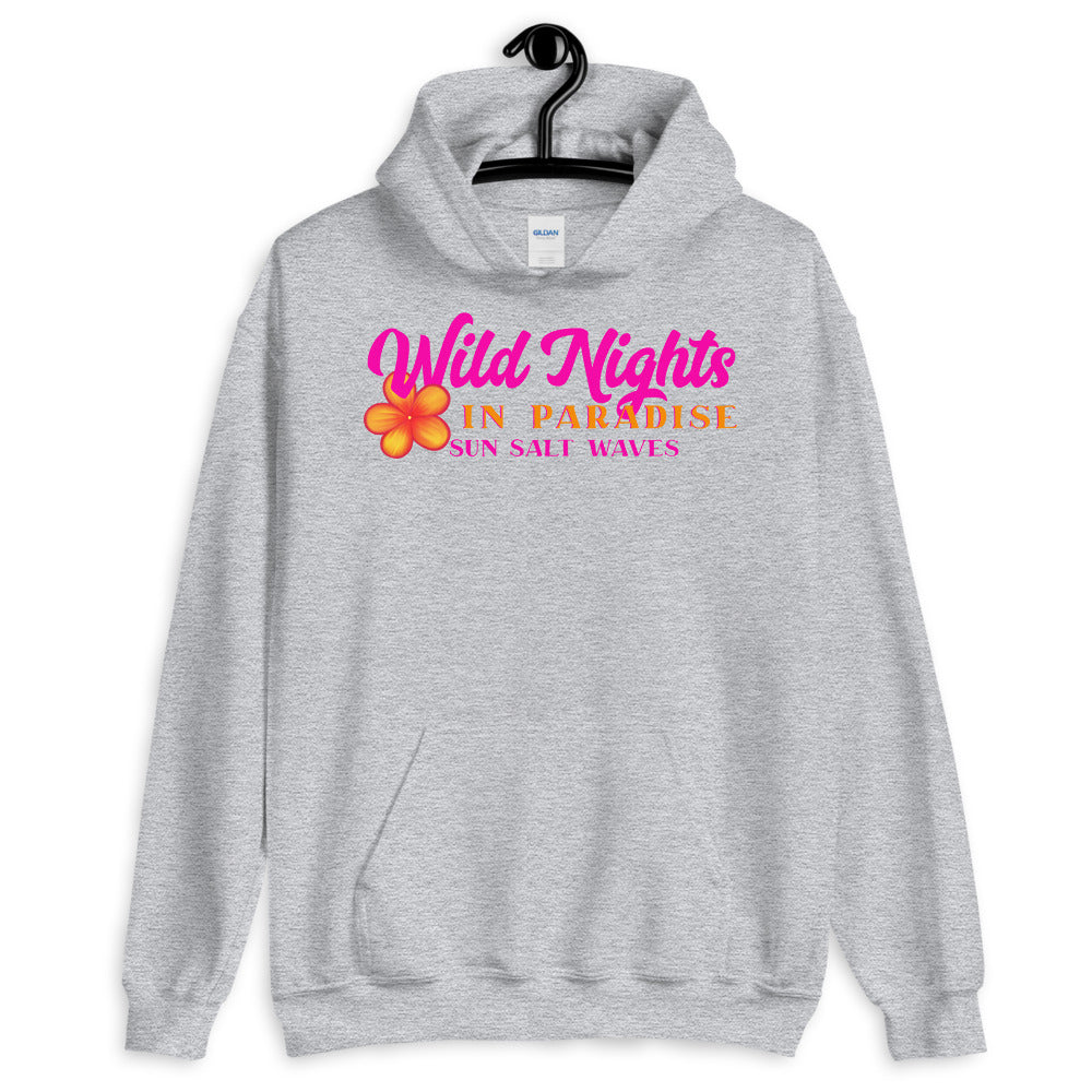 Wild Nights in Paradise Hoodie from Sun Salt Waves Pink and Orange Plumeria Athletic Heather Gray