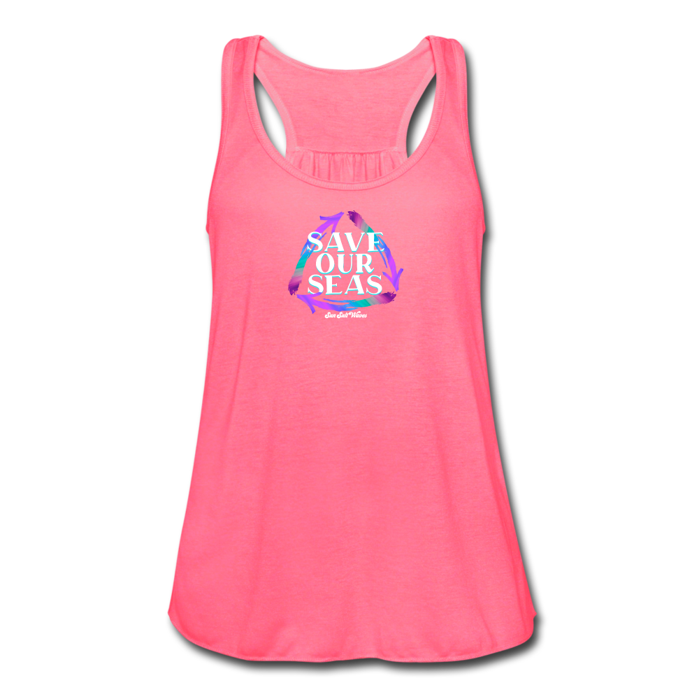 Save Our Seas Flowy Tank Top - neon pink