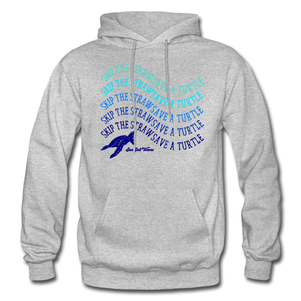 Save a Turtle Hoodie - heather gray Sun Salt Waves Skip the Straw Save A Turtle