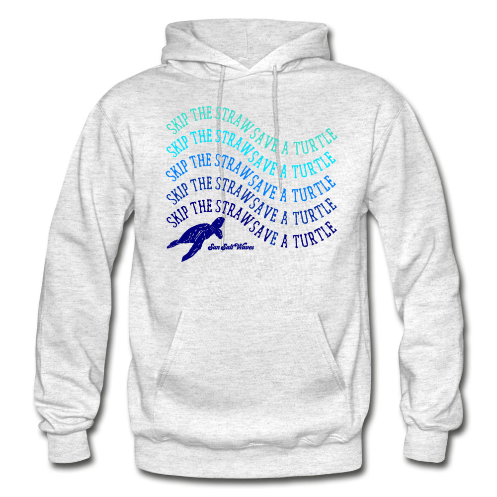 Save a Turtle Hoodie - light heather gray Sun Salt Waves Skip the Straw Save A Turtle