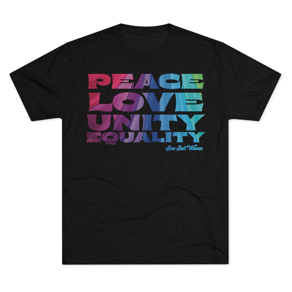 Spread love tee sun salt waves peace love unity equality graphic Black