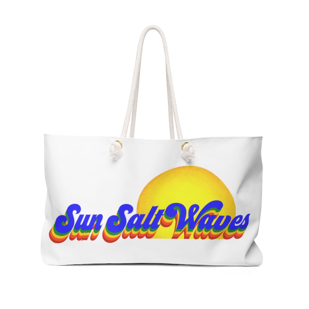 Sun Salt Waves Vintage Vibes White Weekender Rope Handle Tote Bag