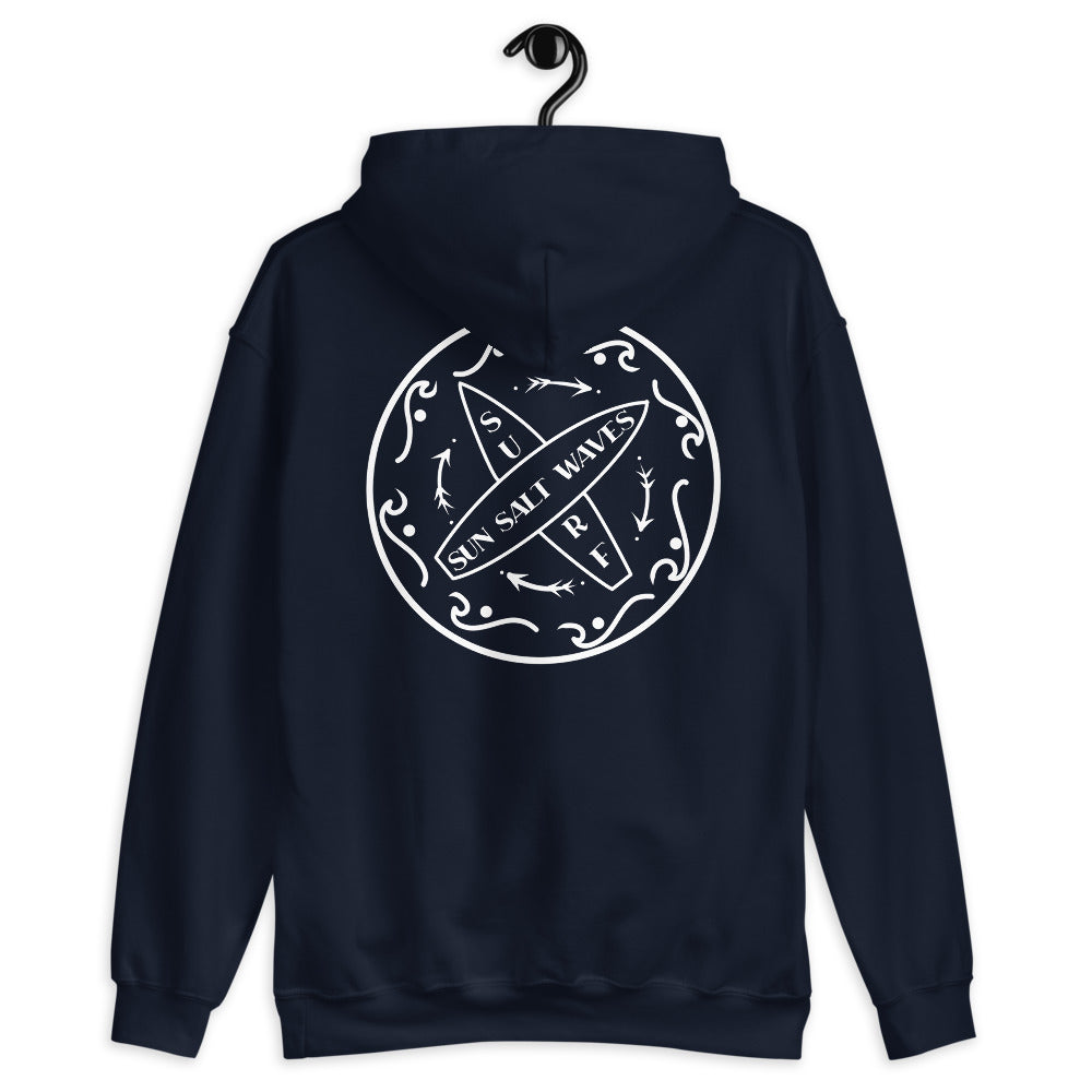 Surf School Hoodie from Sun Salt Waves Front and Back Print Navy