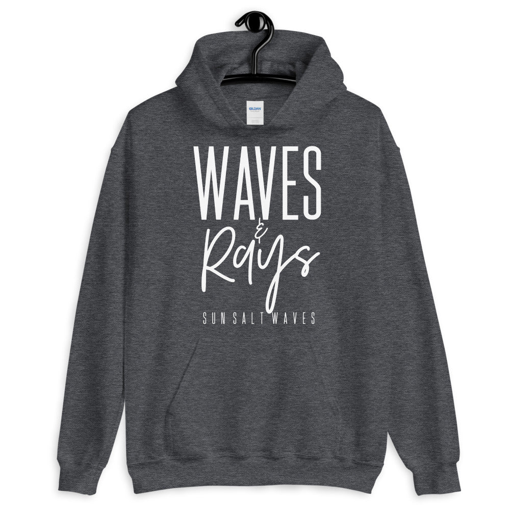 Waves and Rays Heather Dark Grey Hoodie Unisex Men's Women's Sun Salt Waves