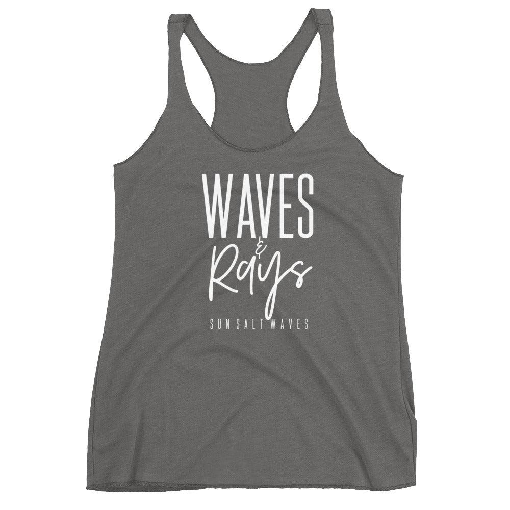  Waves and Rays Racerback Tank Graphic Tank Women’s Junior’s Heather Gray