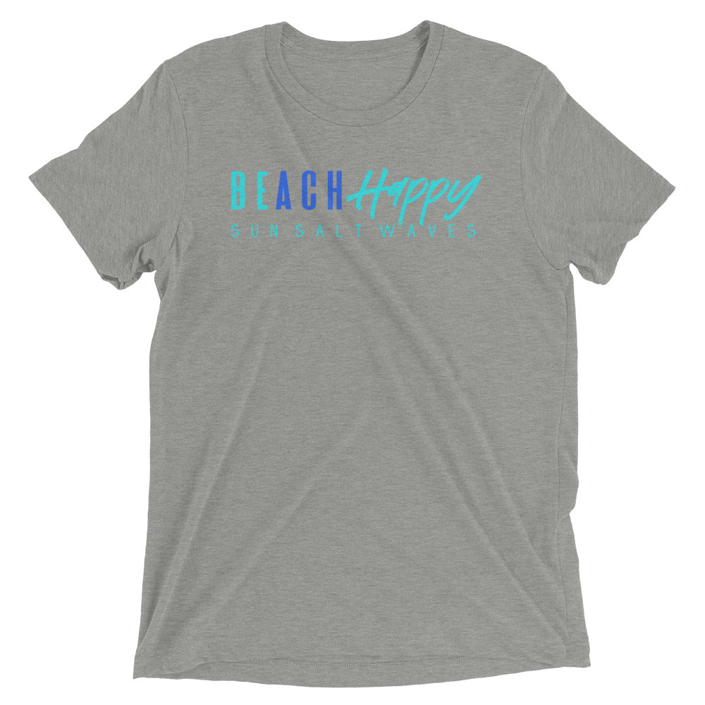Be Happy Tee Men’s Women’s Unisex Graphic Beach Happy Sun Salt Waves Short Sleeve T-Shirt Athletic Light Grey