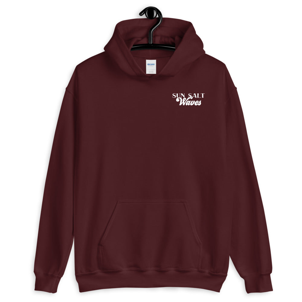 Surf School Hoodie from Sun Salt Waves Front and Back Print Maroon