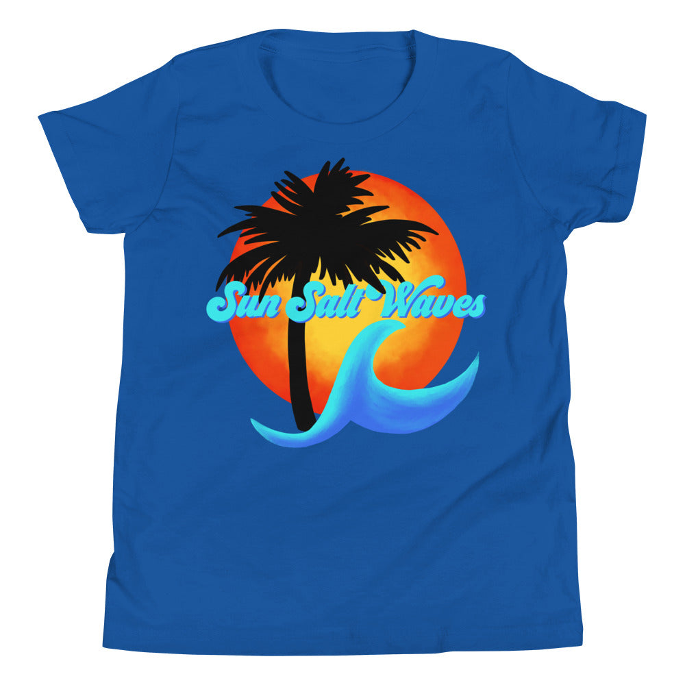 Sun Salt Waves Logo Youth Tee from Sun Salt Waves features our exclusive sun, palm and wave design that kIcked off an entire brand Royal Blue