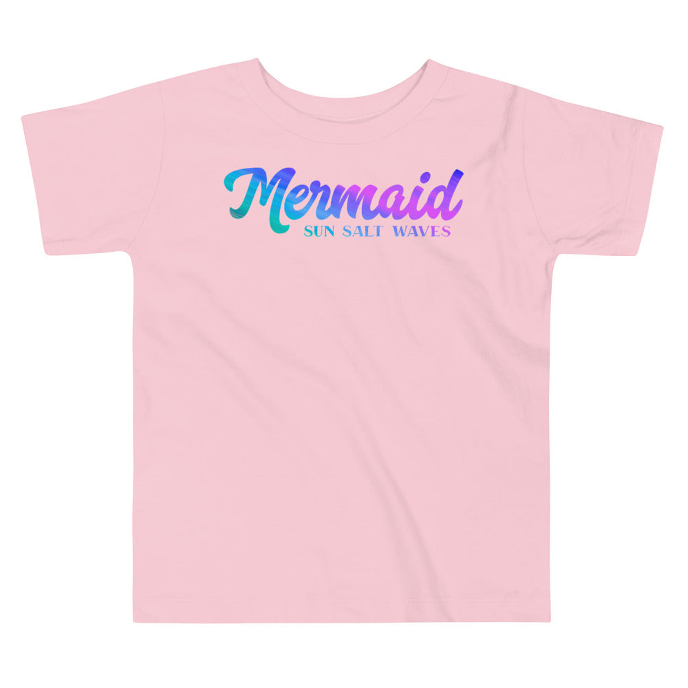Mermaid Toddler Tee from Sun Salt Waves Rainbow Graphic Pink