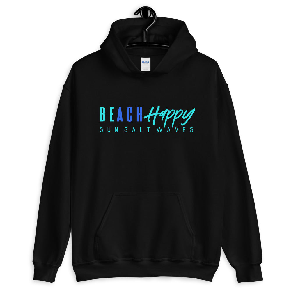 Sun Salt Waves Be Happy Hoodie Unisex Black Women’s Men’s Graphic Beach Happy