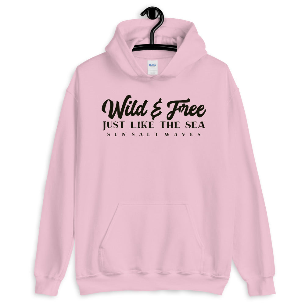 Sun Salt Waves Wild and Free Just Like the Sea Light Pink Hoodie Unisex Men's Women's Graphic