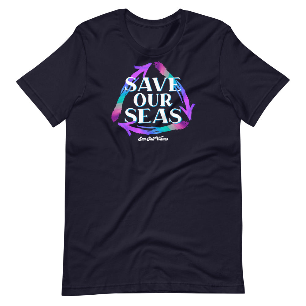 Save our Seas Tee from Sun Salt Waves Colorful Recycle Arrows 