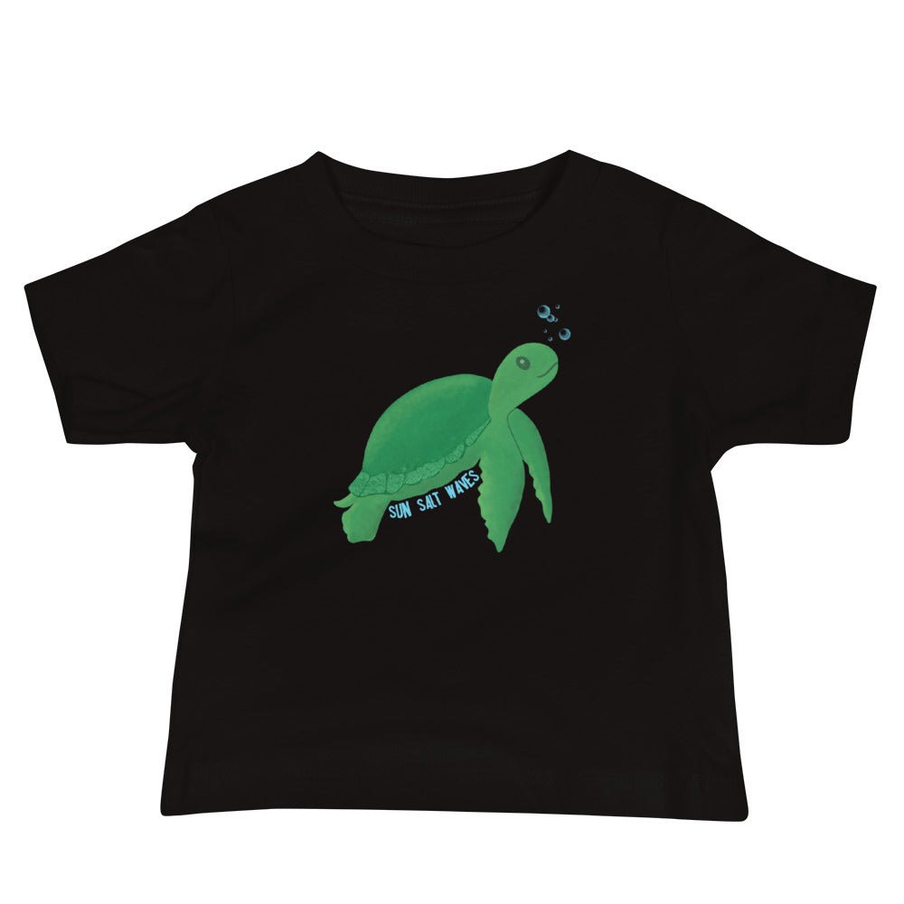Sun Salt Waves Back to the Sea Baby Black Tee Swimming Sea Turtle Infant T-shirt Infant, Baby, Toddler, 100% Cotton Girl’s Boy’s Unisex T-shirt