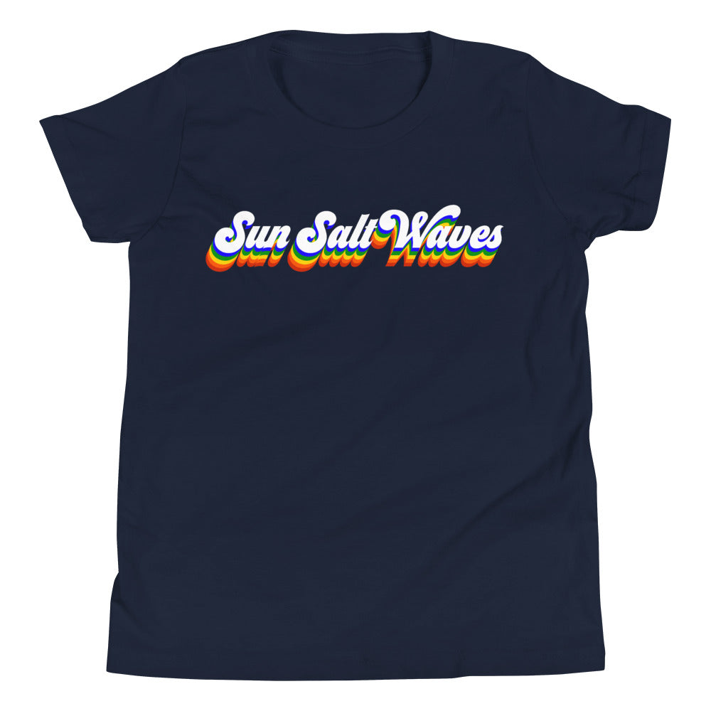 Vintage Vibes Youth Tee from Sun Salt Waves hand designed, colorful Sun Salt Waves design, reminiscent of vintage California Navy