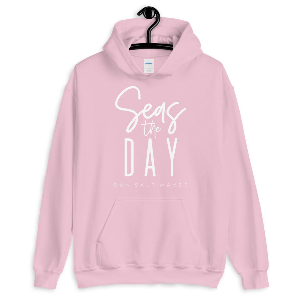 Sun Salt Waves Seas the Day Light Pink Hoodie Unisex Men's Women's Graphic Seize the Day