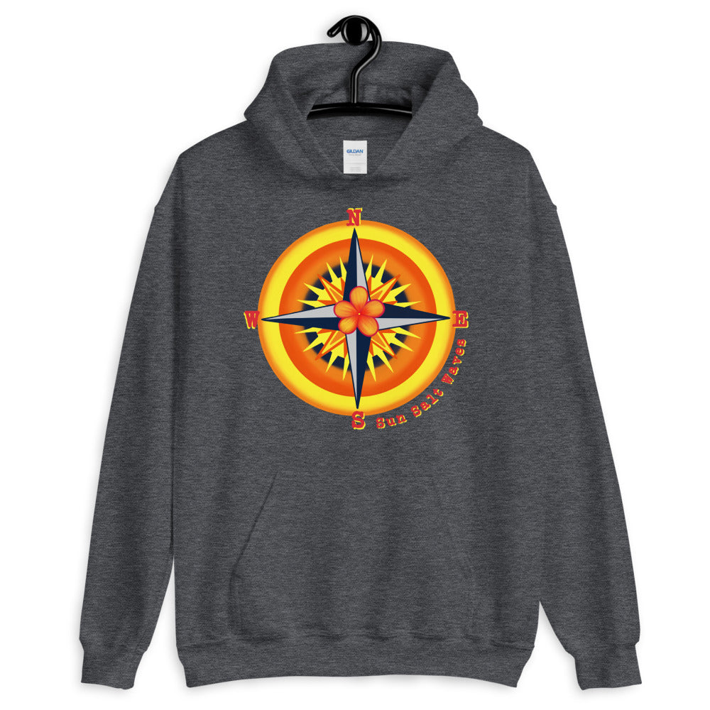 Sun Salt Waves Find Your Way Heather Grey Hoodie Unisex Men’s Women’s Graphic Compass