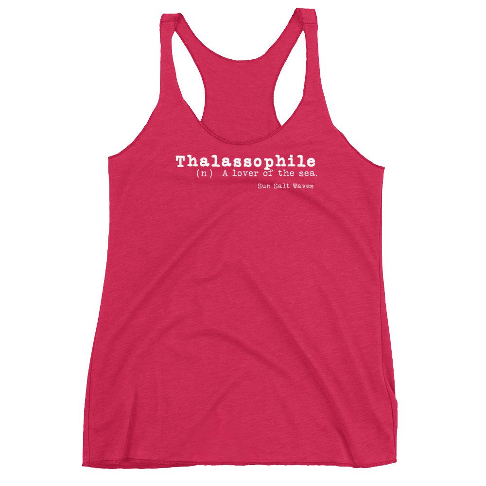 Lover of the Sea Racerback Tank Thalassophile Dictionary Women Junior Hot Pink