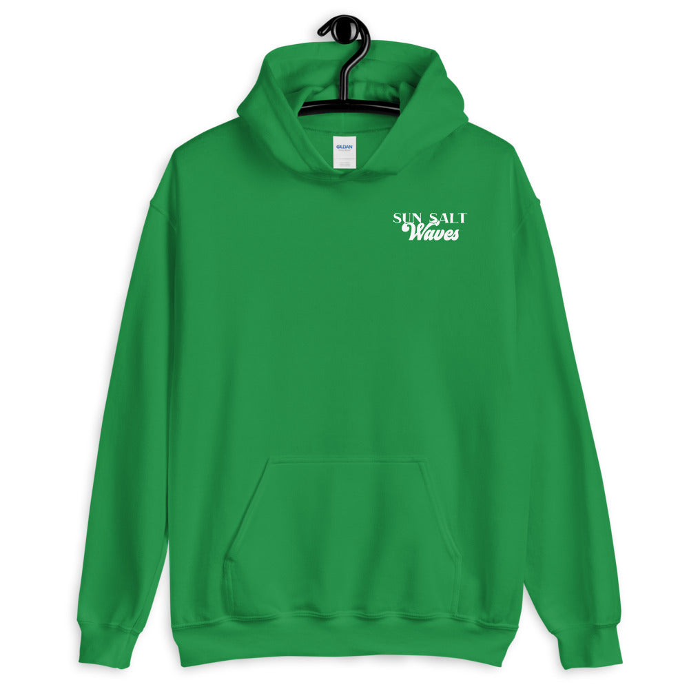 Surf School Hoodie from Sun Salt Waves Front and Back Print Kelly Green