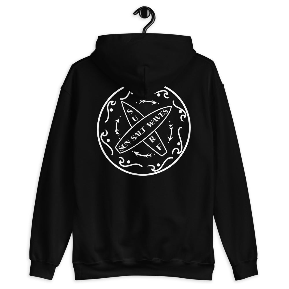 Surf School Hoodie from Sun Salt Waves Front and Back Print Black