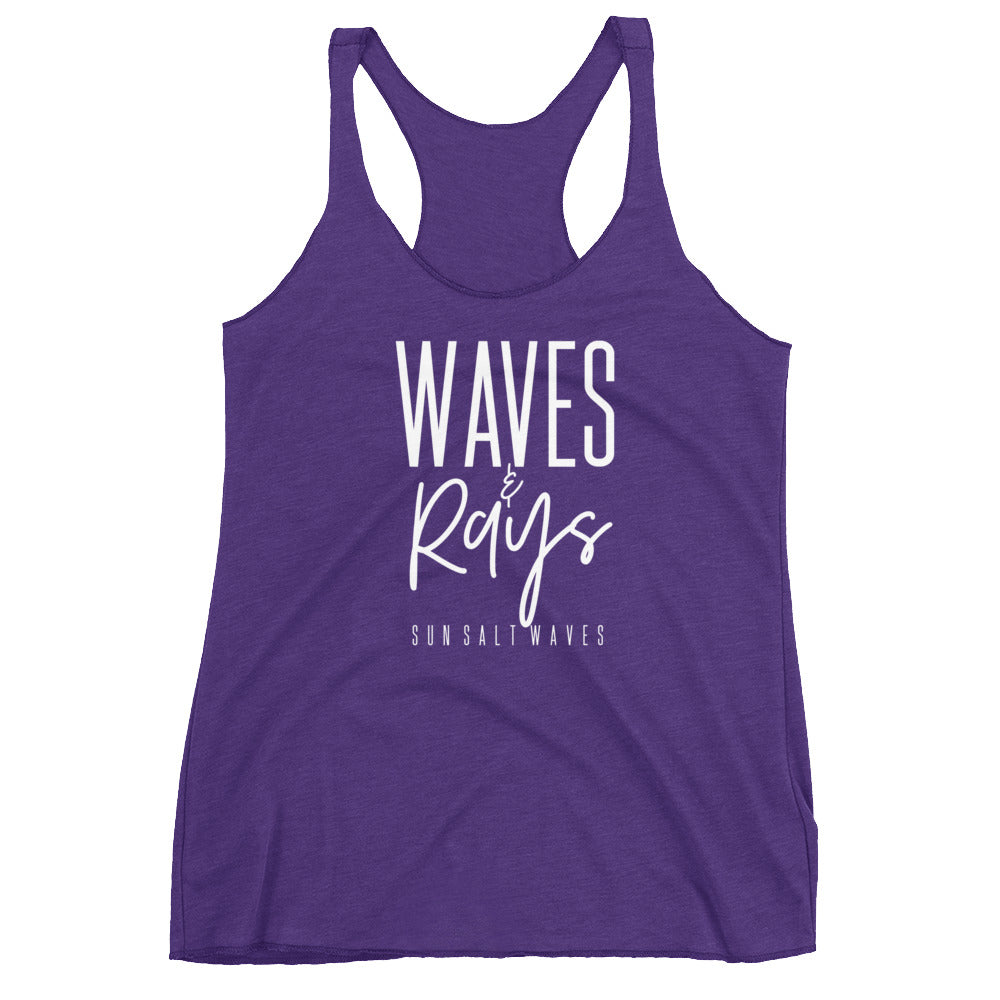 Waves and Rays Racerback Tank Graphic Tank Women’s Junior’s Sun Salt Waves Purple