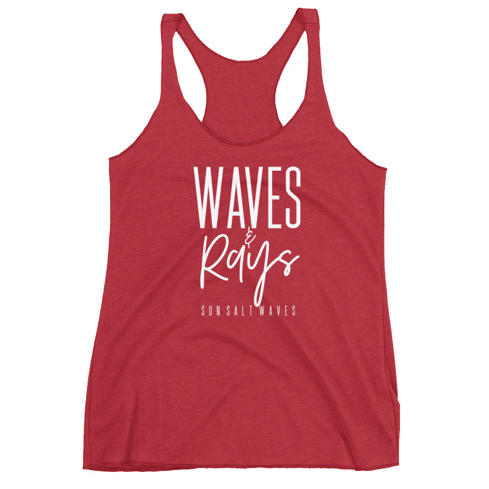 Waves and Rays Racerback Tank Graphic Tank Women’s Junior’s Sun Salt Waves Red