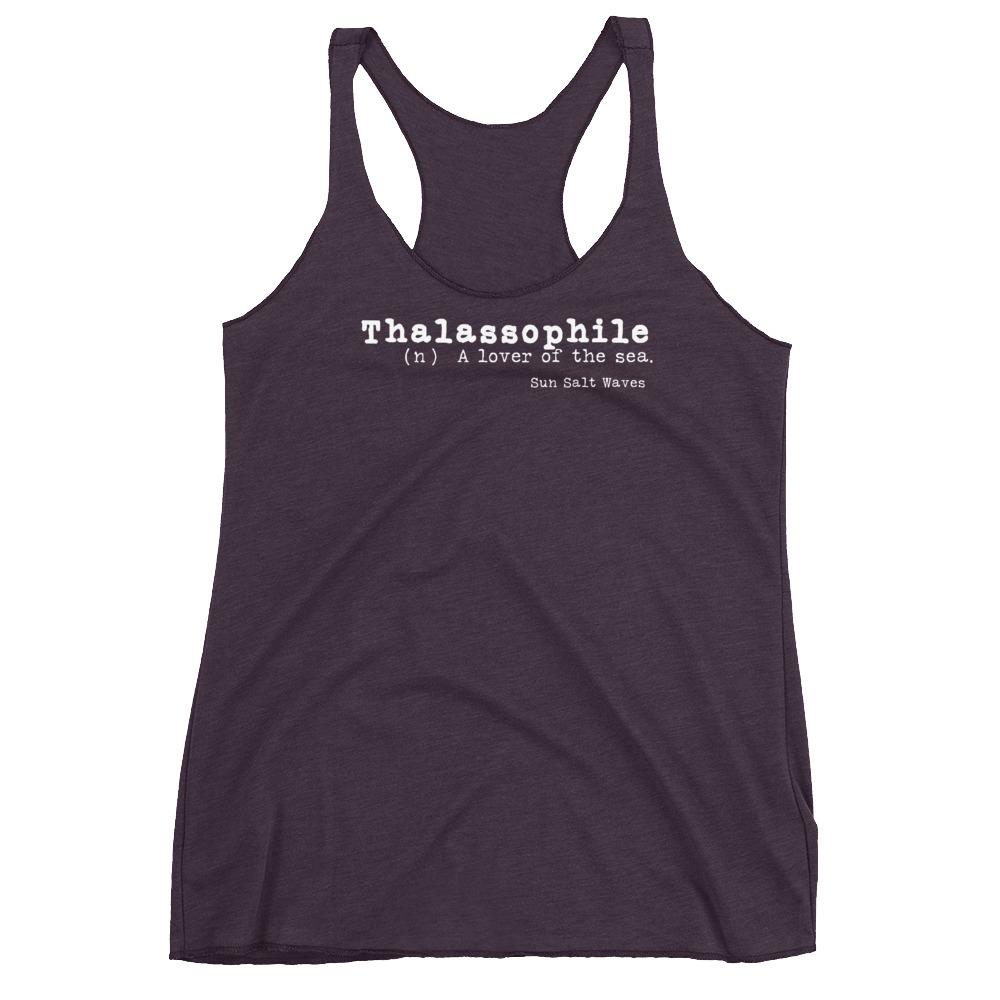 Lover of the Sea Racerback Tank Thalassophile Dictionary Women Junior Deep Purple