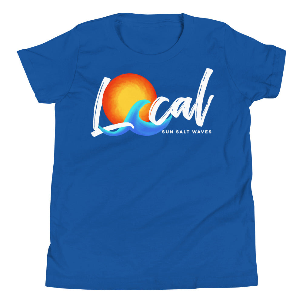 Sun and Waves ‘Local’ Youth Tee from Sun Salt Waves exclusive, ‘Local’ sun and wave design, reminiscent of vintage California Royal Blue