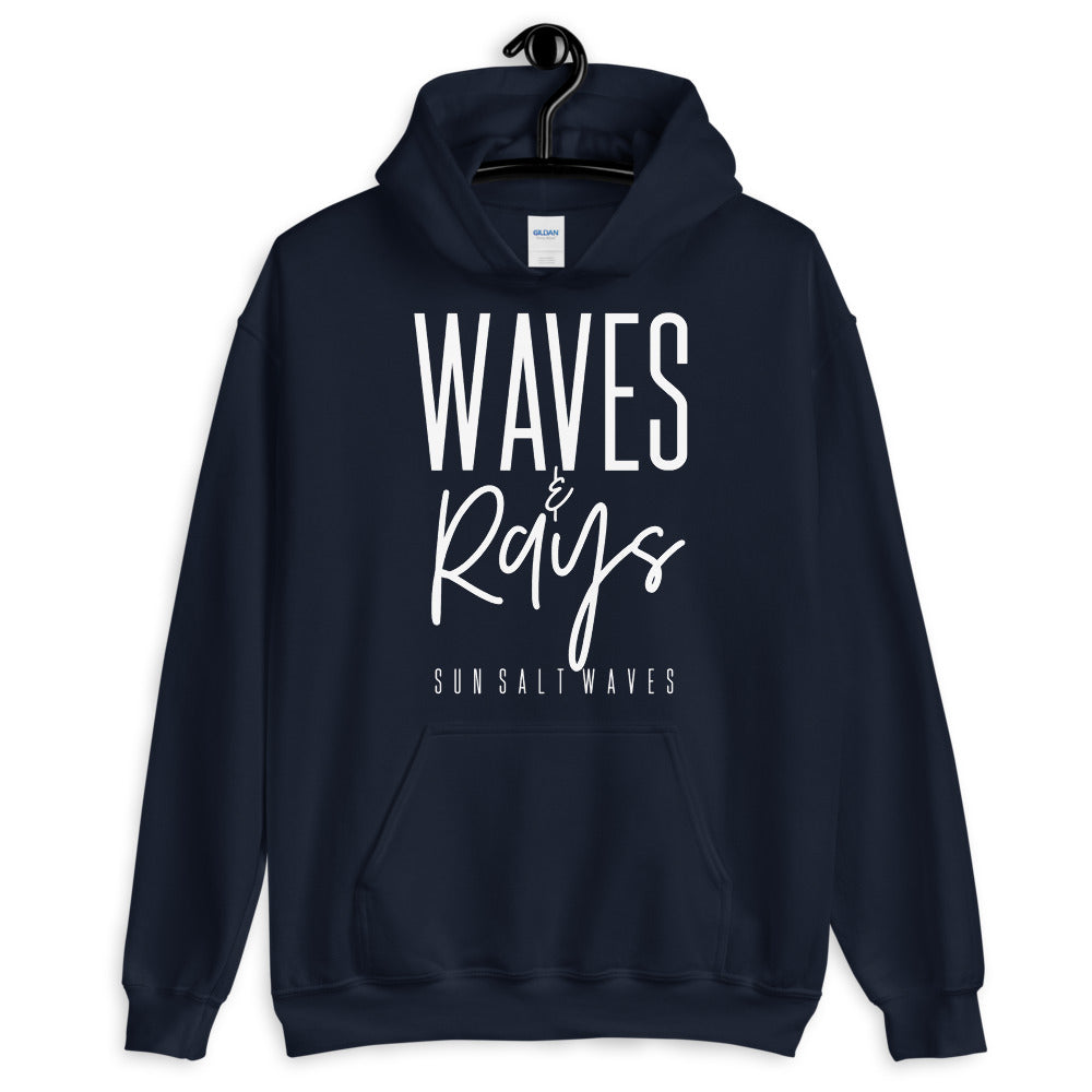 Waves and Rays Navy Blue Hoodie Unisex Men's Women's Sun Salt Waves