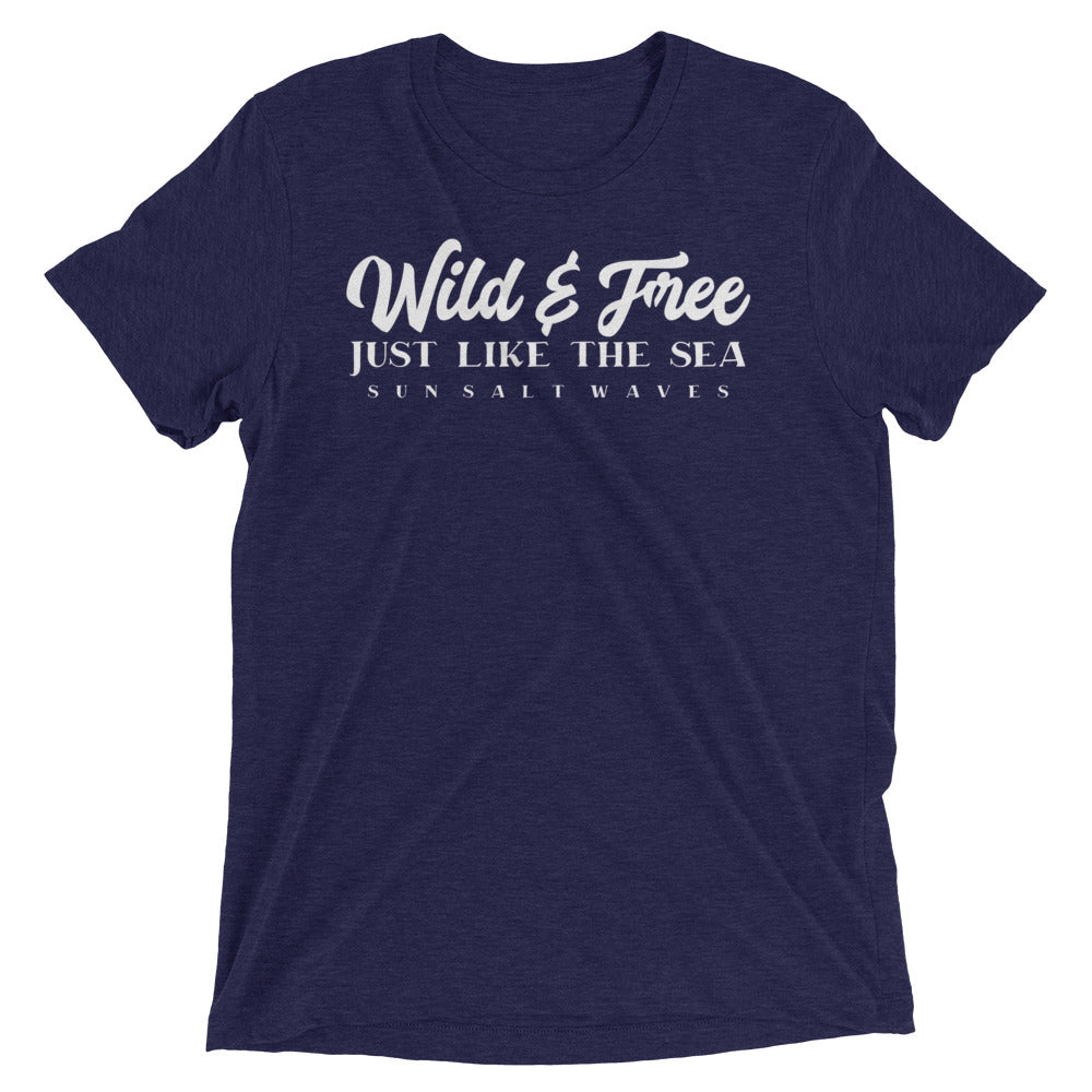 Wild and Free Just Like the Sea Tee Unisex Graphic Tee Sun Salt Waves Men’s Women’s Navy