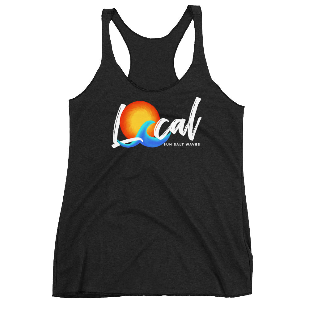 Sun and Waves ‘Local’ Racerback Tank Sunset and Multicolored Wave Black