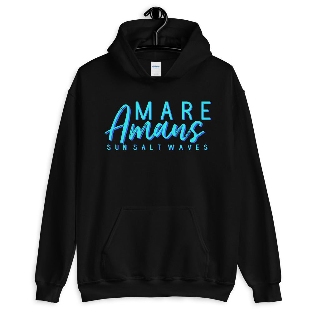 Sun Salt Waves Sea Lover Black Hoodie Unisex Men's Women's Graphic Latin Mare Amans