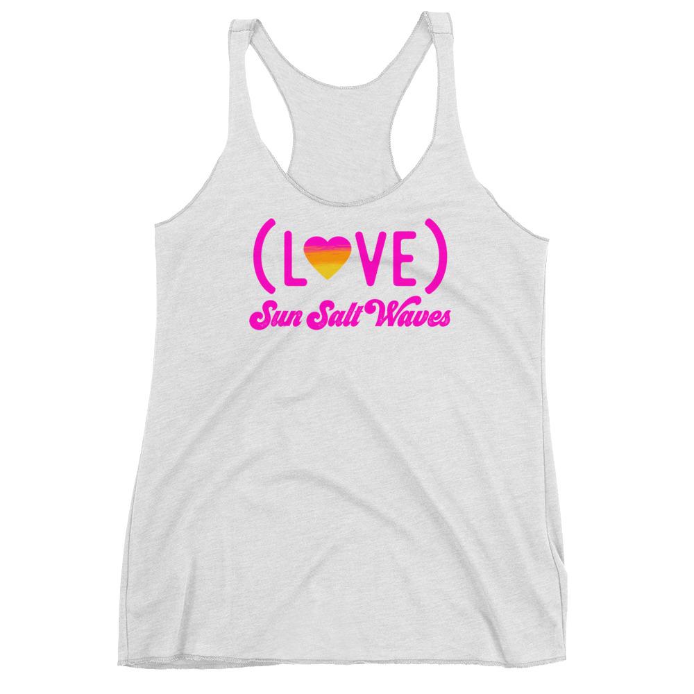 Love Life Racerback Tank Hot Pink with Sunset Shaded Heart White