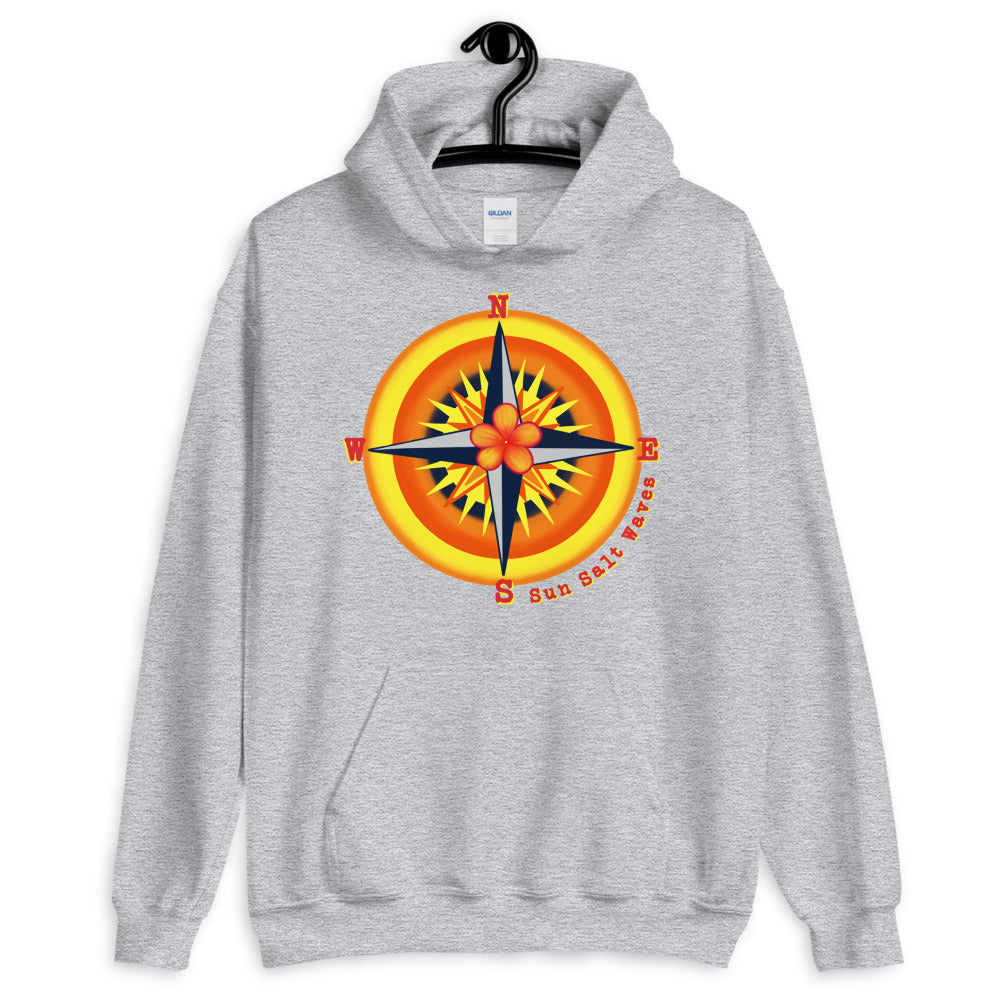 Sun Salt Waves Find Your Way Sport Grey Hoodie Unisex Men’s Women’s Graphic Compass