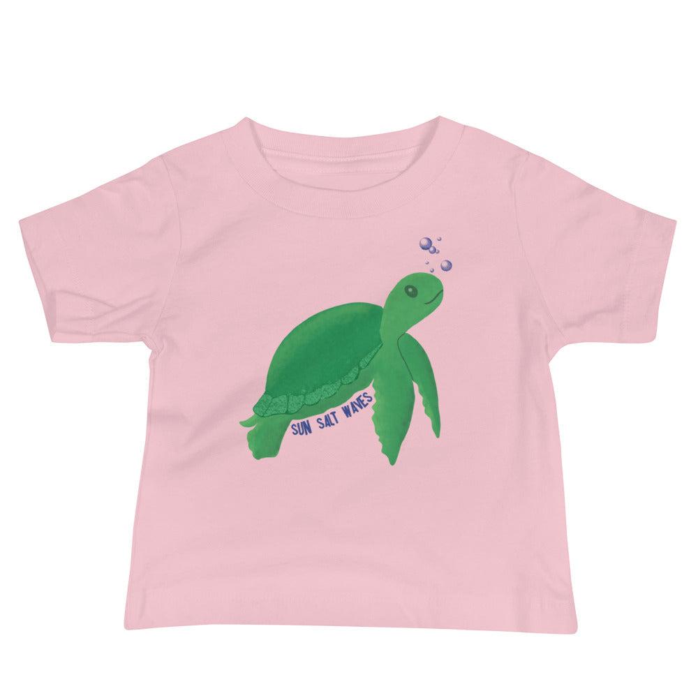 Sun Salt Waves Back to the Sea Pink Baby Tee Swimming Sea Turtle Infant T-shirt Infant, Baby, Toddler, 100% Cotton Girl’s Boy’s Unisex T-shirt