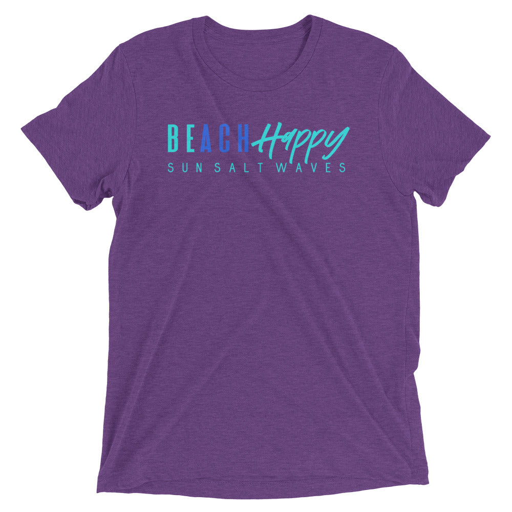 Be Happy Tee Men’s Women’s Unisex Graphic Beach Happy Sun Salt Waves Purple Short Sleeve T-Shirt 
