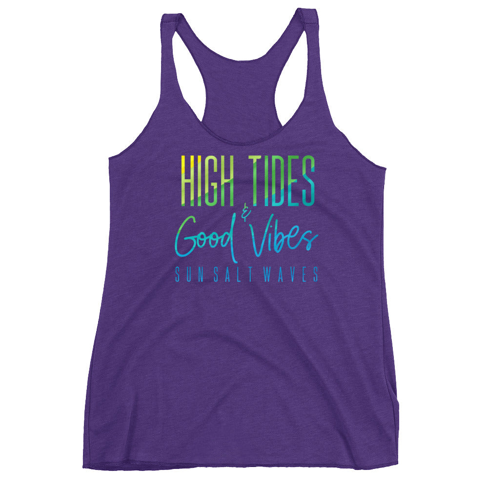 High Tides and Good Vibes Racerback Tank Women Junior Purple