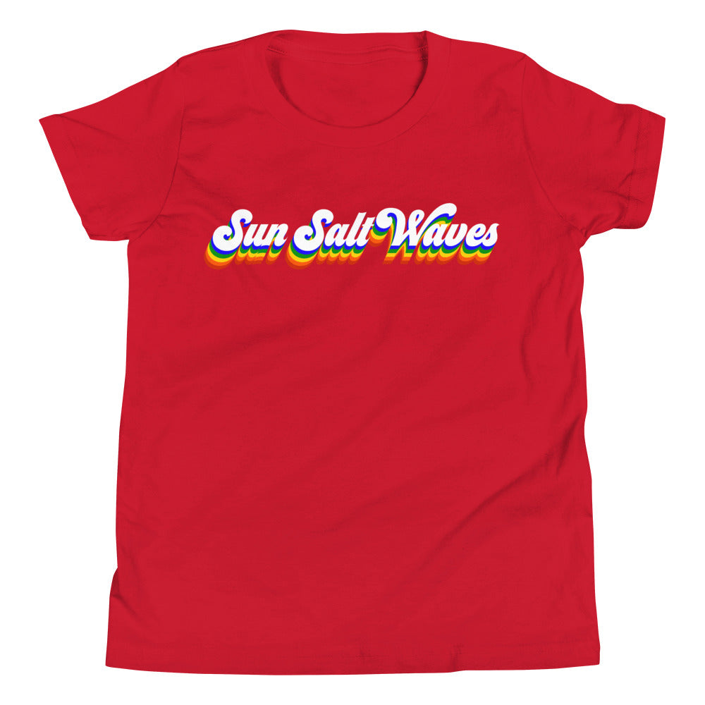 Vintage Vibes Youth Tee from Sun Salt Waves hand designed, colorful Sun Salt Waves design, reminiscent of vintage California Red
