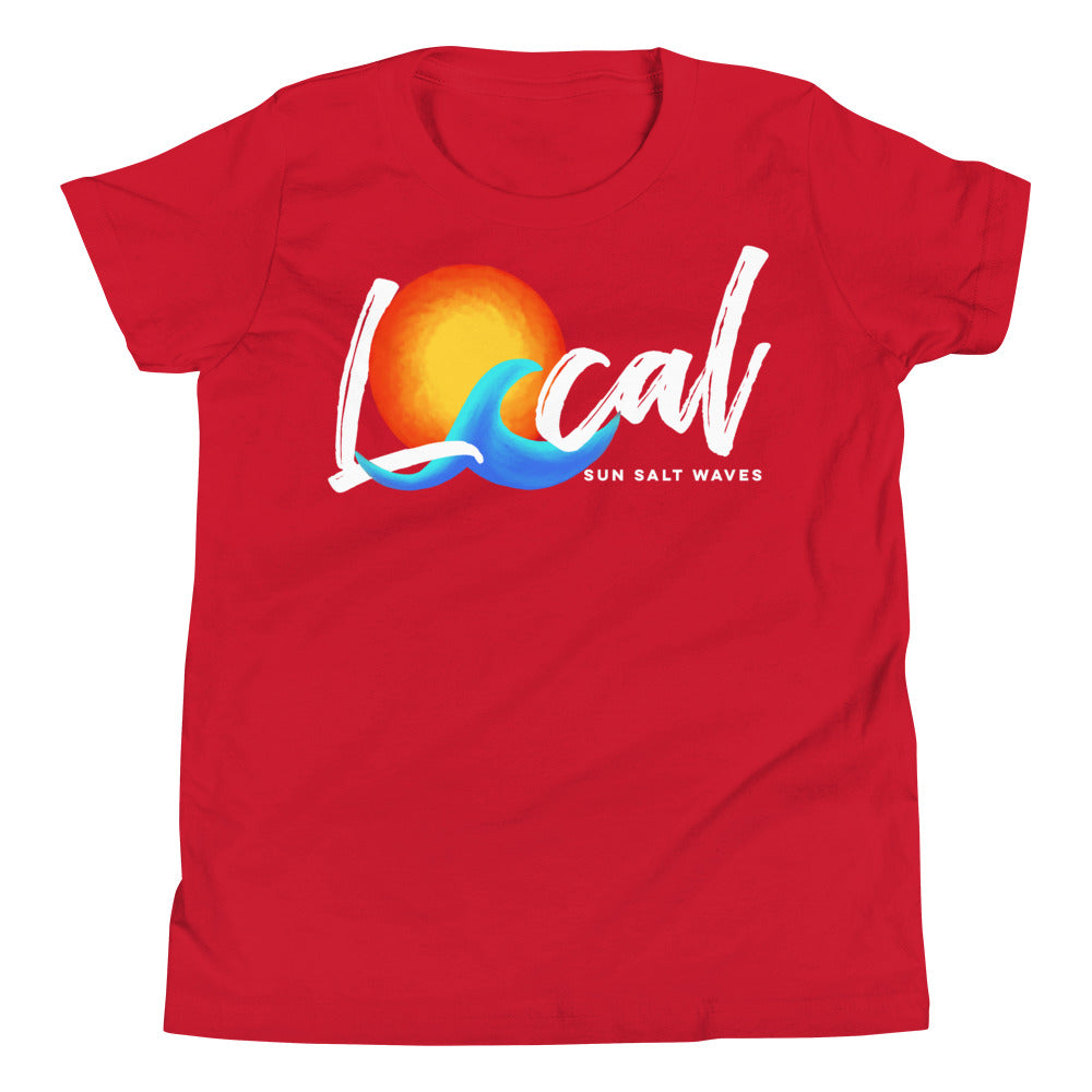Sun and Waves ‘Local’ Youth Tee from Sun Salt Waves exclusive, ‘Local’ sun and wave design, reminiscent of vintage California Red