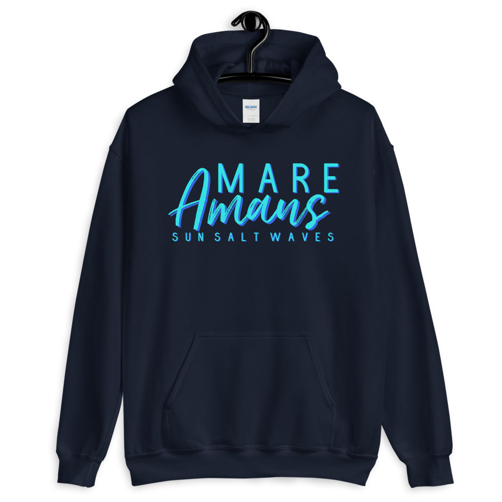Sun Salt Waves Sea Lover Navy Blue Hoodie Unisex Men's Women's Graphic Latin Mare Amans